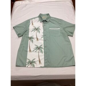 Royaura Hawaiian Men's Shirt XL Palm Tree Print Button Down Short Sleeve Resort